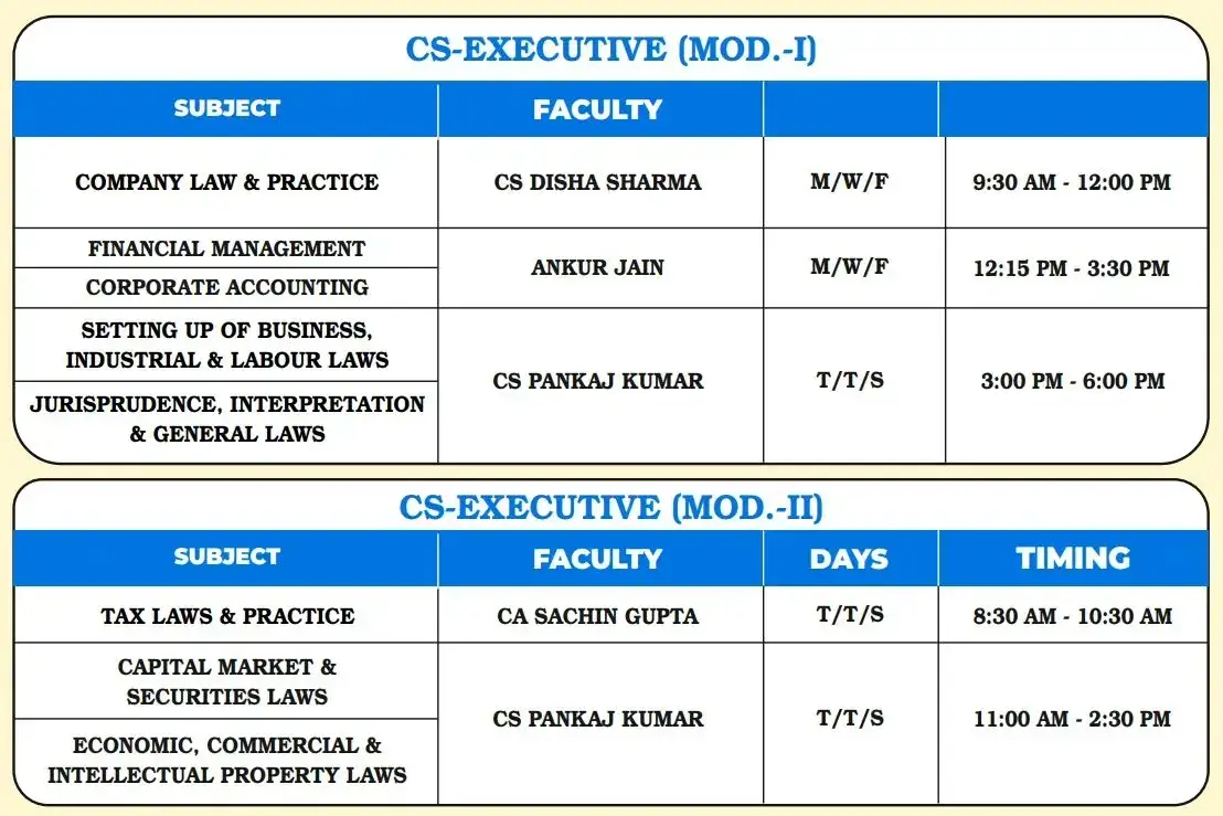 IGP CS executive class schedule